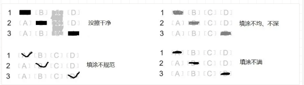 不規(guī)范填涂 不規(guī)范填涂