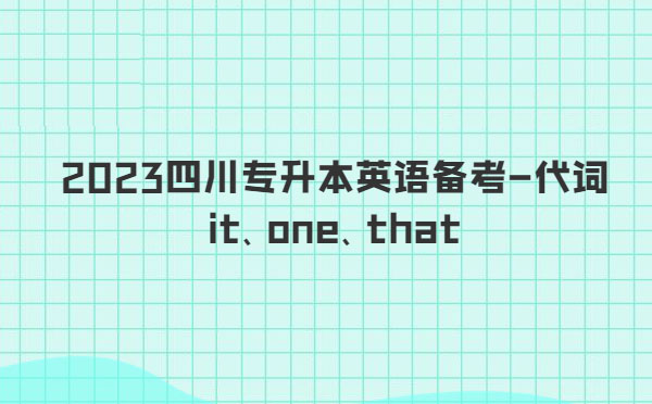 2023四川專升本英語備考-代詞it、one、that