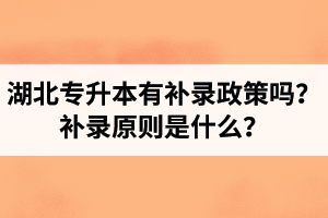 湖北專升本有補錄政策嗎？補錄原則是什么？