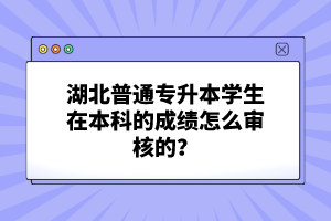 湖北普通專升本學(xué)生在本科的成績怎么審核的？