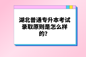 湖北普通專(zhuān)升本考試錄取原則是怎么樣的？