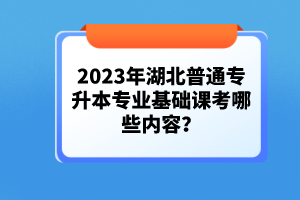 2023年湖北普通專升本專業(yè)基礎(chǔ)課考哪些內(nèi)容？