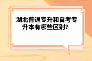 湖北普通專升和自考專升本有哪些區(qū)別？