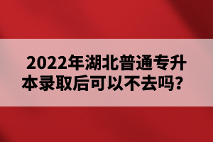 2022年湖北普通專升本錄取后可以不去嗎？