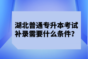 湖北普通專升本考試補(bǔ)錄需要什么條件？