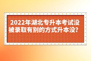 2022年湖北專升本考試沒被錄取有別的方式升本沒？