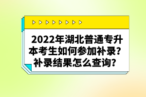 2022年湖北普通專升本考生如何參加補(bǔ)錄？補(bǔ)錄結(jié)果怎么查詢？
