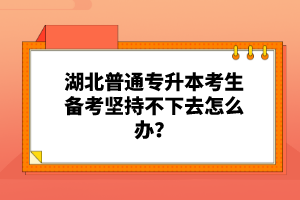 湖北普通專升本考生備考堅持不下去怎么辦？