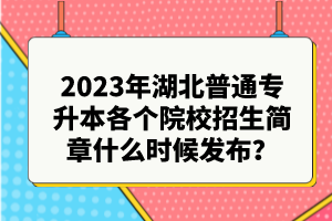 2023年湖北普通專升本各個(gè)院校招生簡章什么時(shí)候發(fā)布？
