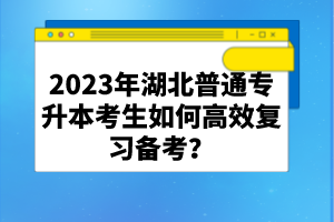 2023年湖北普通專升本考生如何高效復(fù)習(xí)備考？