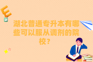 湖北普通專升本有哪些可以服從調(diào)劑的院校？