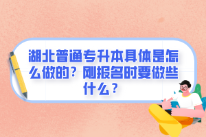 湖北普通專(zhuān)升本具體是怎么做的？剛報(bào)名時(shí)要做些什么？