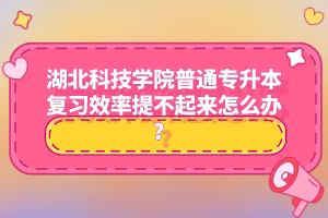 湖北科技學院普通專升本復習效率提不起來怎么辦？