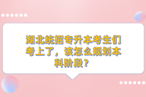湖北統(tǒng)招專升本考生們考上了，該怎么規(guī)劃本科階段？