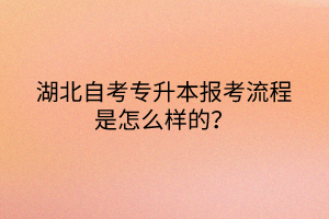 湖北自考專(zhuān)升本報(bào)考流程是怎么樣的？
